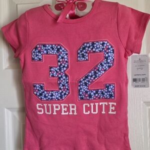 Carters Toddler Girl "32 Super Cute" 2T Pink Embellished T-shirt